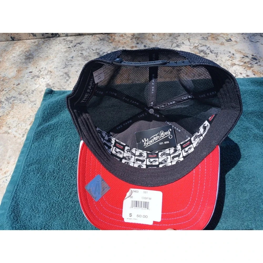 NWT GORIN BROS. Horse Power HP The Farm Trucker Hat Cap One Size‎ Black Red NEW